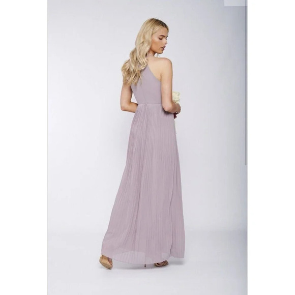 TFNC GREY BRIDESMAID MAXI DRESS PLEATED RUCHED WEDDING PARTY PLEAT LONG 8 New - Picture 2 of 16